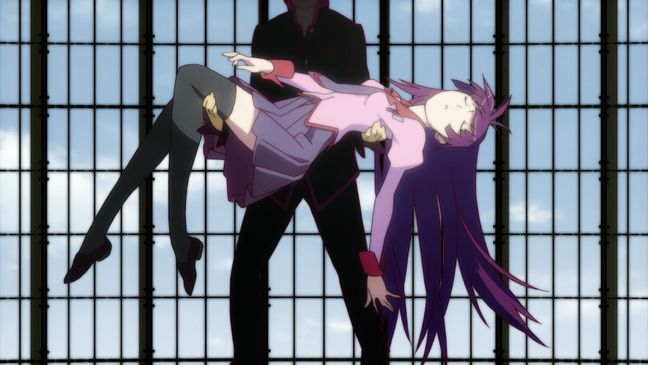 Bakemonogatari 01 Koyomi catches Hitagi