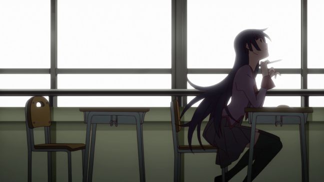 Bakemonogatari 01 Hitagi in Classroom
