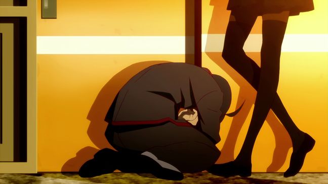 Bakemonogatari 01 Koyomi drops in pain