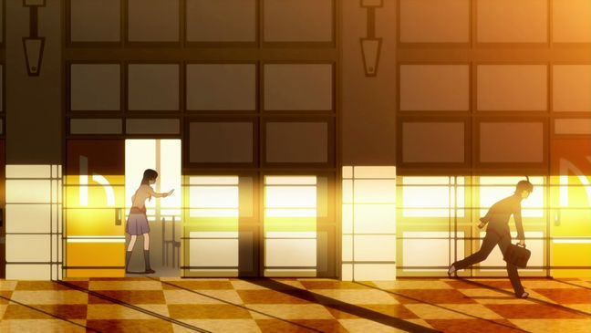 Bakemonogatari 01 Tsubasa tells Koyomi not to run