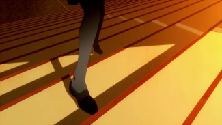Bakemonogatari 01 Hitagi whips out tools