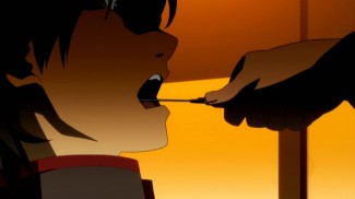 Bakemonogatari 01 Box Cutter in Mouth