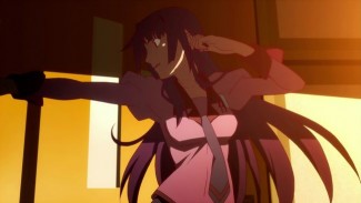 Bakemonogatari 01 Hitagi in a Cool Pose