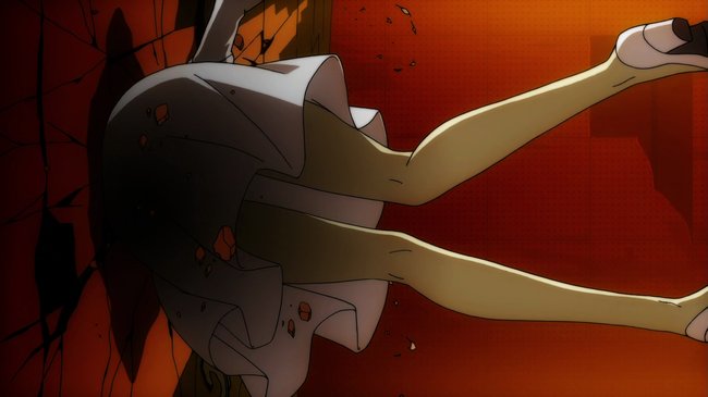 Bakemonogatari 02 Hitagi Hits Wall